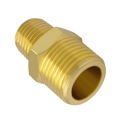 FLOFLEX BRASS PIPE FITTING&lt;BR&gt;REDUCING HEX NIPPLE 1/8&quot; MALE X 1/4&quot; MALE NPT